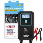 RING SMARTCHARGE 6A Car Charger & Maintainer With Crocodile Clips & Built-In Hanging Hook - Compatible With Lithium Ion, Lead Acid, Gel, Calcium, EFB & AGM Batteries