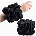 Attune� Satin Scrunchies For Women And Girls, Hair Band For Women, Ponytail Holder, Rubber Band, Large Scurnchies, Fluffy Scrunchies, Girls Hair Accessories| Big Scrunchies (Multicolor) (Black Beauty combo)