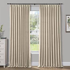 ChadMade Pinch Pleat 100W x 84L Inch Solid Thermal Insulated Blackout Patio Door Curtain Panel Drape for Traverse Rod and Track, Beige (1 Panel)