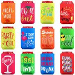 Tatuo 12 Packs Scalloped Can Cooler Sleeve Funny Beer Can Cooler Covers Beach Themed Beer Sleeve Insulated Neoprene Can Cooler Sleeve for Beer Beverages Cans Bottles (3.94 x 5 Inch,Classic Colors)