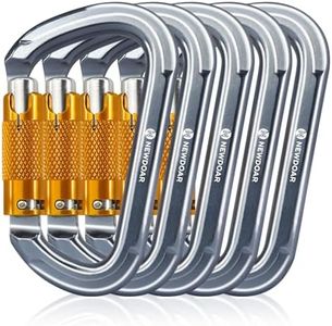 NewDoar 28KN UIAA & CE Certified Auto Climbing Carabiner Professional Heavy Duty Caribeaner for Rappelling D-Shaped(Grey/5pcs/28KN)