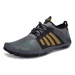 Barefoot Shoes Mens Women Water Shoes Trail Running Beach Water Trainers for Gym Swim Snorkeling Surfing(Black Grey, 9.5UK)