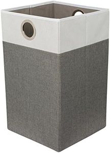 BIRDROCK HOME Folding Cloth Laundry Hamper with Handles - Dirty Clothes Sorter Basket - Easy Storage - Collapsible - Home Organization - Grey and White
