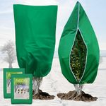 Lianxuia 2 Pack Green Plant Covers Freeze Protection, 47.2 x 70.8 Inch 2.4 oz/yd² Large Reusable Plant Frost Cloth Blanket, Tree Cover with Zipper Drawstring for Winter Garden Outdoor Plants