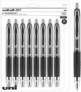 uni-ball 207 Retractable Gel Pens, Medium Point (0.7mm), Black, 8 Count