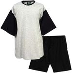 Big and Tall Size PJ's Plain Pyjama Set Plus Size Nightwear - Grey/Black (3XL)