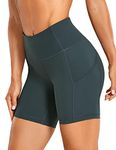 CRZ YOGA Womens Naked Feeling Light 6'' Cycling Shorts - High Waisted Gym Running Workout Spandex Tummy Control Shorts Pockets Melanite 10