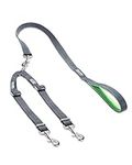 Mighty Paw Double Dog Lead | Two Dog Adjustable Length Dog Leash, Premium Quality No-Tangle Coupler for 2 Pets (with Handle, Grey)