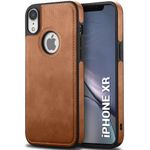 TheGiftKart Genuine Leather Finish iPhone XR Back Cover Case | Shockproof Design | Raised Edges for Camera & Screen Protection | Stunning Minimalist Design Back Case Cover for iPhone XR (Brown)