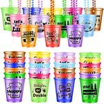 YoHold 36pcs Shot Glasses on Beaded Necklace, Party Shot Glass Necklaces Shot Cups Necklace Beads for Birthday Wedding Team Groom Bride Festival Party Favor Supplies(Multi Color-12 Style)