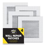 4pk Wall Repair Patch 10 x 10cm | Plasterboard Repair Wall Patch | Self Adhesive Plasterboard Repair Kit for Plaster Board, Walls and Ceilings | Plasterboard Patch | Drywall Repair Kit