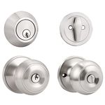 Probrico Door Knob Set with Cylinder Deadbolt Lock, Keyed Entry Door Knob with Deadbolt Lock, 1 Pack Door Lock with Cylinder Deadbolt Lock and Key, Brushed Nickel Color