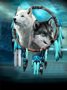 SKRYUIE 5D Diamond Painting Kits Black and White Wolf Full Drill by Number Kits, DIY Craft Paint with Diamond Art Kits for Adultss Animal Cross Stitch Decorations (12x16inch)