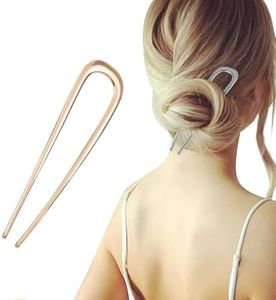 2024 Upgrade French Hair Pin for Women - U Shaped Metal Vintage Hair Sticks Hairstyle (Gold)