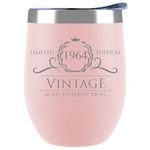 60th Birthday Gifts for Women Men - 1964, 12 oz Blush Stemless Wine Tumbler - 60th Birthday Decorations - Birthday Gifts for 60 Year Old Man Dad Grandpa - Funny 60th Birthday Idea Presents for Women