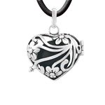 Kushies Angel Caller Necklace, Pregnancy Chime Pendant for Women, Black, Heart and Soul