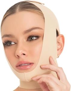 Fajas MYD 0810 Facial Slimming Post Surgical Chin Strap Compression for Women Beige M