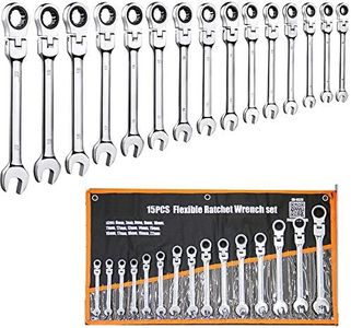 15pcs 6-22mm Flex Head Ratcheting Wrench Spanner Set