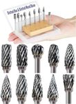 Sworker 10Pcs 1/8" Shank Carbide Burr Bits Compatible with Dremel Bits Metal Grinding Bits Wood Stone Carving Cutting Engraving Grinder Kit Attachment Rotary Tool Accessories Set Harder than Diamond