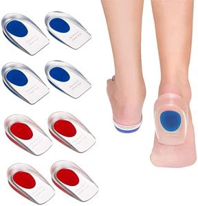 AMTAM 4 Pairs Of Silicone Heel Cups, Gel Pads, Silicone Orthopedic Gel Pads, Plantar Fasciitis Insole, Heel Pain Relief, Achilles Tendon Pain, Medical Grade (Big Blue & Little Red)