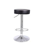 KKTONER Round Bar Stool PU Leather with Footrest Height Adjustable Swivel Pub Chair Home Kitchen Bar stools Backless Stool (Black)