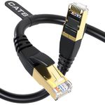 Cat8 Ethernet Cable, Outdoor&Indoor, 6FT Heavy Duty High Speed 26AWG Cat8 LAN Network Cable 40Gbps, 2000Mhz with Gold Plated RJ45 Connector, Weatherproof S/FTP UV Resistant for Router/Gaming/Modem