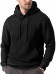 JMIERR Hoodies for Men Causual Cotton Long Sleeve Drawstring Fleece Waffle Shirts Hooded Pullover Oversized Sweatshirt Fall Sweaters with Pockets, M, Black