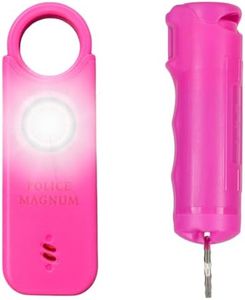 Police Magnum Personal Safety Alarm & Pepper Spray Combo Self Defense Pack for Women- Loud 135db Siren with Light & Max Strength Flip Top Pepper Spray Protection (Hot Pink)