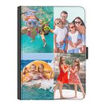 Personalised Case For Samsung Galaxy Tablet, S9, S9+, S9FE, S8, S7, A9, A9+, A8, A7, Universal Case, Customise with Photo Collage, Leather Side Flip Folio Cover with 360 Swivel Feature - Four Image