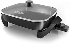 BLACK+DECKER Electric Skillet, Variable Temperature Control, Nonstick Cooking Surface, Dishwasher Safe, Tempered Glass Lid, 12"x15"