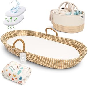 ZEAL'N LIFE Premium Baby Changing Basket, 04 Pieces Gift Set Moses Baskets for Newborn with Diaper Caddy, Baby Towel & Waterproof Pad – Moses Basket Mattress, Basket of Babies, Baby Moses Basket