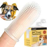 360º Pet Finger Toothbrush and Gum Massager - Ergonomic Design - Full Surround Bristles for Easy Cleaning - Set of 2