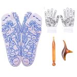 Reflexology Socks for Women Men, Acupuncture Socks with Acupressure Pen and Gloves, XIAOCHUAN Reflexology Socks and Tools for Foot Massage, Hand Massager, (Men Size 40-45)