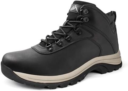 CC-Los Men's Wide Waterproof Hiking Boots Non Slip Lightweight Mid Top Ankle Breathable Trekking Shoes for Outdoor Camping Black Size 12.5