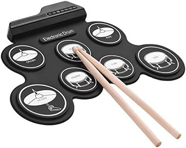 Btuty Juego de Batería de Silicona Enrollable USB de Tamaño Compacto Kit de Batería Electrónica Digital 7 Almohadillas para Batería con Palillos Pedales