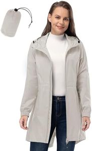 33,000ft Women's Rain Jacket Lightweight Hooded Long Rain Coat Waterproof Jacket Ladies Packable Functional Jacket Windbreaker Breathable Active Outdoor Coats, Beige, 8