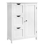 VASAGLE Bathroom Floor Storage Cabinet, Bathroom Cabinet Freestanding, with 3 Drawers, Adjustable Shelf, 11.8 x 23.6 x 31.9 Inches, Cloud White UBBC49WT