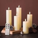 Eywamage 5 Pack Ivory Flameless Pillar Candles with Remote, Flickering LED Wax Candles Battery Operated Φ 2" H 4" 5" 6" 7" 8"