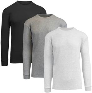 Galaxy by Harvic Men's MTH-4800- BK-HG-WH Long Sleeve Waffle Thermal Shirt 3-Pack, Black- Heather Grey- White, Large