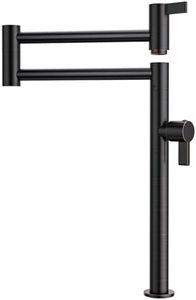 Deck Mount Pot Filler Faucet, ARCORA Solid Brass Pot Filler Oil Rubbed Bronze Kitchen Folding Faucet with Stretchable Double Joint Swing Arm, Deck Mounted Pot Filler