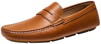 JOUSEN Men's Loafers Casual Slip On Shoes Soft Penny Loafers for Men Lightweight Driving Boat Shoes (10,Yellow Brown)