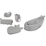 Skip Hop Baby Bath Tub, 3-Stage Smart Sling Tub, Moby (Grey) + Moby Baby Bath Essential Set