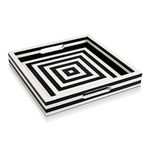 Handicrafts Home Handmade Concentric Pattern Inspired Decorative Tray - 12x12 Ottoman Tray, Multipurpose Resin Inlay Centerpiece Tray for Living Room Dining Entertaining and Display