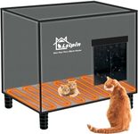 Lslpin Large Indestructible Heated Cat House for Outside Winter, Weatherproof & Elevated, Escape Door, Insulated Cat House, Outdoor Feral Cat House Shelter with Heater for Stray Cat Kitty 20"*16"*18"