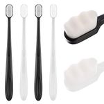 metagio 4 Packs Soft Micro Nano Manual Toothbrush, Soft Bristled Adult Toothbrush Micro-Nano Manual Toothbrush with 20000 Bristles for Fragile Gums Adult and Children(Black+White)