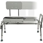 DMI Heavy-duty Sliding Transfer Bench Shower Chair With Cut-out Seat and Adjustable Legs, Gray