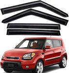 Lightronic WV94164 Outside-Mount Side Window Visors Deflectors Vent Rain Guards, Dark Smoke, 4-Pieces Set, Fits 2010-2013 Kia Soul
