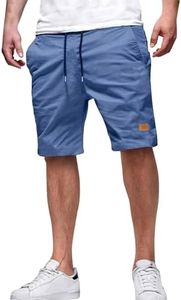 Summer Shorts Men Classic Fit Cotton Cargo Summer Beach Shorts with 4 Pockets Blue XL