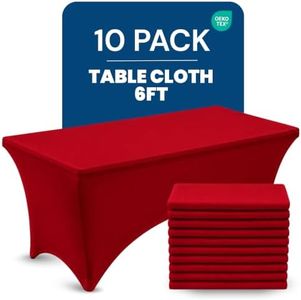 6 Ft 10-Pack Tablecloths, Bulk Box, Hotels, Banquets & Events, Soft, Red