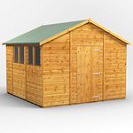 POWER High Grade Premium Apex Garden Wooden Shed with Security Features, PVC Window Sills, Door & Window Flexibility, made from Extra Thick Timber & Toughened Glass